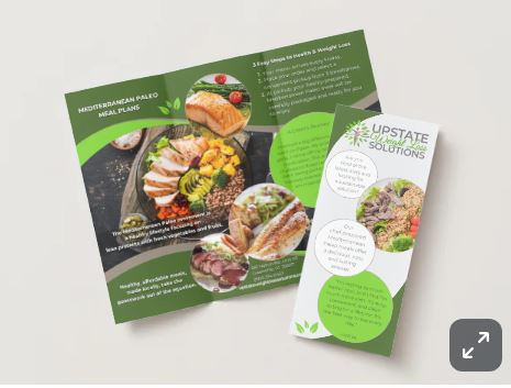 Brochure for Saskatoon Restaurant's Meal Delivery Program for Weight Loss interior view